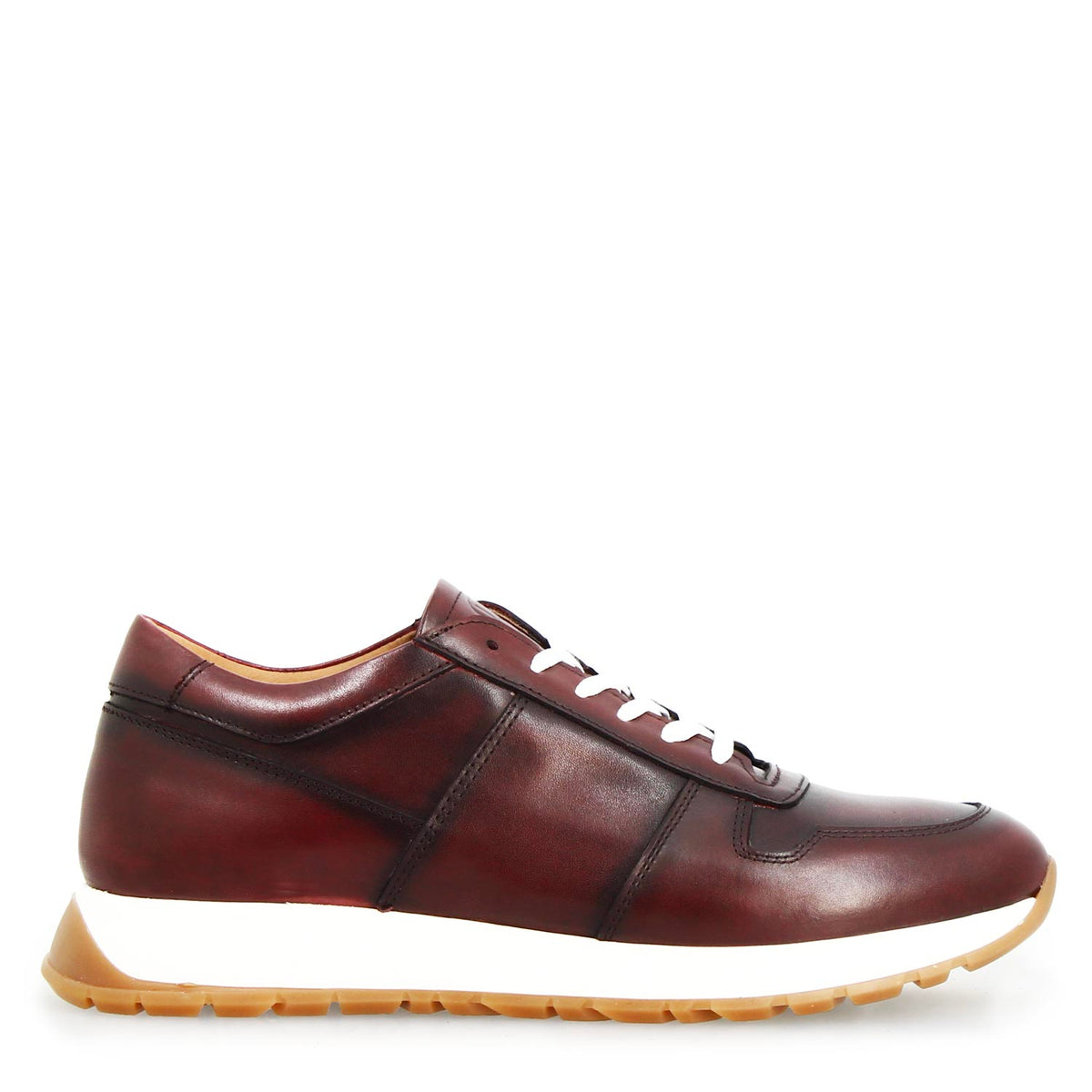 Sneaker artigianale Piave da uomo in pelle bordeaux - LeonardoShoes