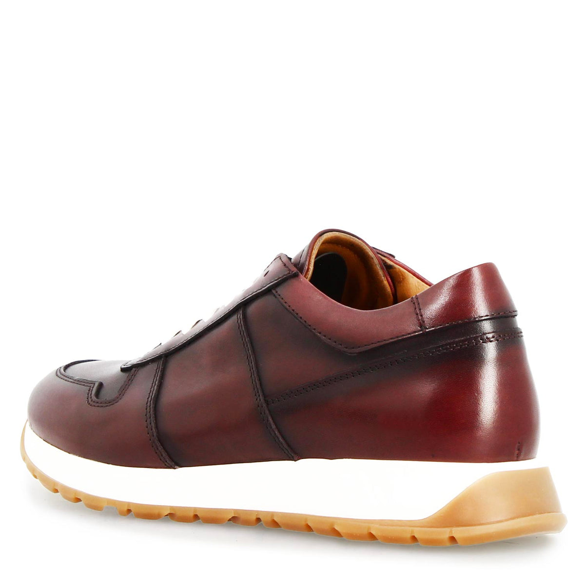 Sneaker artigianale Piave da uomo in pelle bordeaux - LeonardoShoes