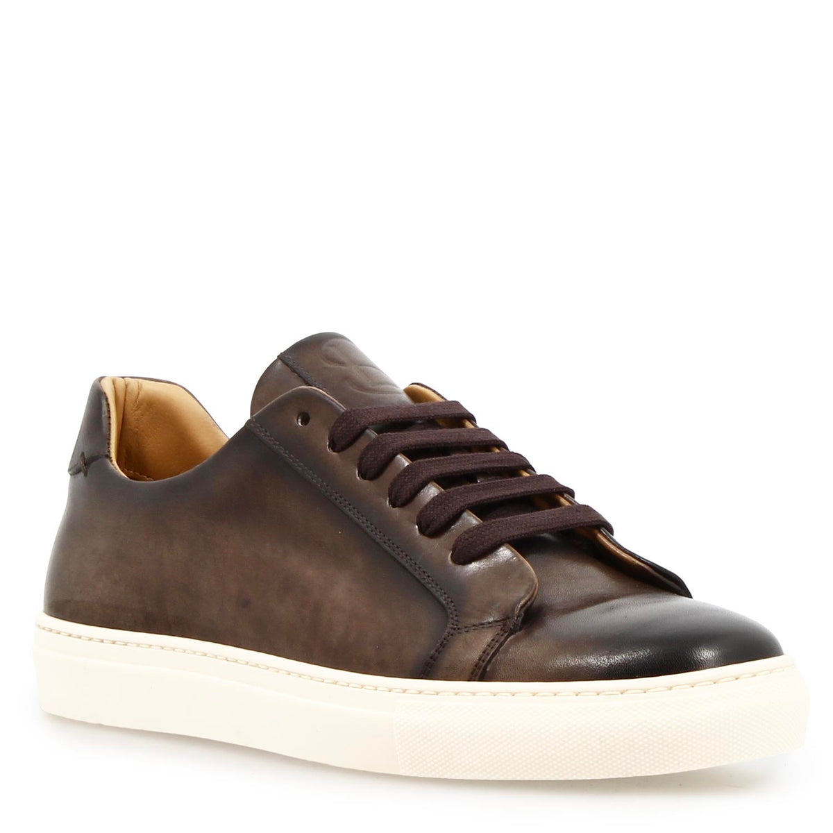 Sneaker artigianale Oreste da uomo in pelle marrone scuro - LeonardoShoes