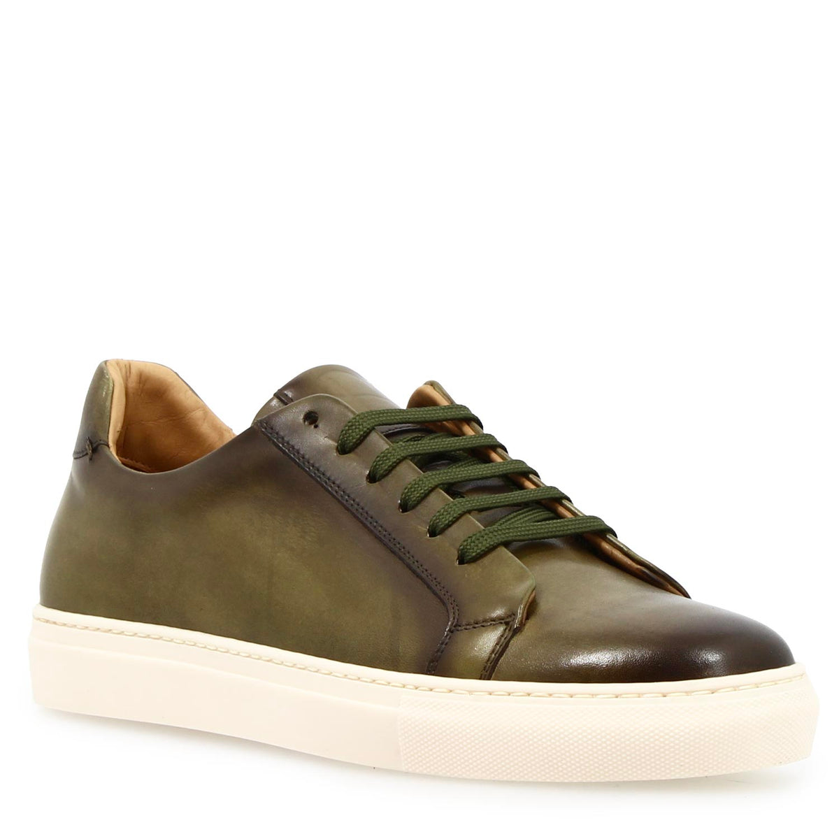Sneaker artigianale Oreste da uomo in pelle verde - LeonardoShoes
