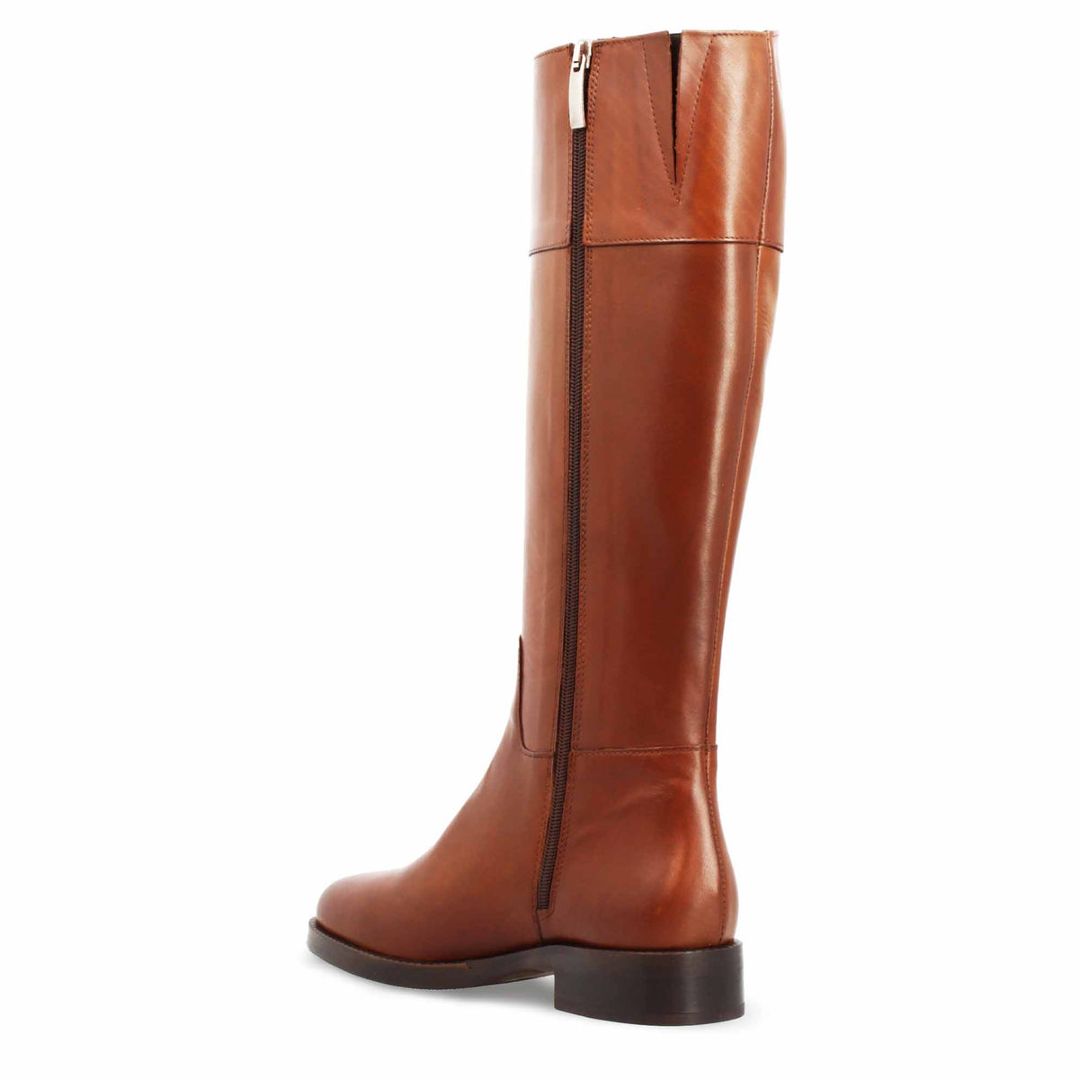 Stivale artigianale al ginocchio da donna in pelle marrone - LeonardoShoes