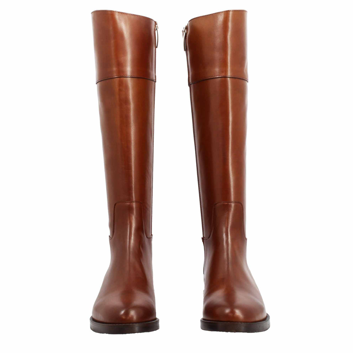 Stivale artigianale al ginocchio da donna in pelle marrone - LeonardoShoes