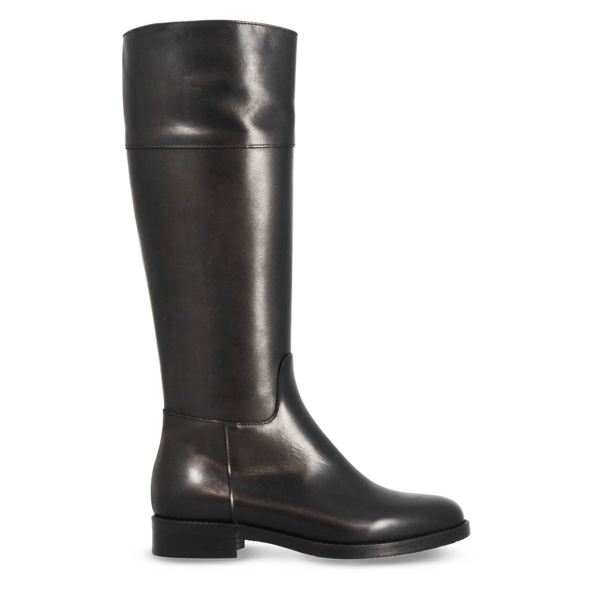 Stivale artigianale da donna al ginocchio in pelle colore nero - LeonardoShoes