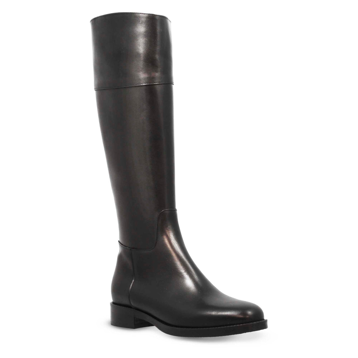 Stivale artigianale da donna al ginocchio in pelle colore nero - LeonardoShoes