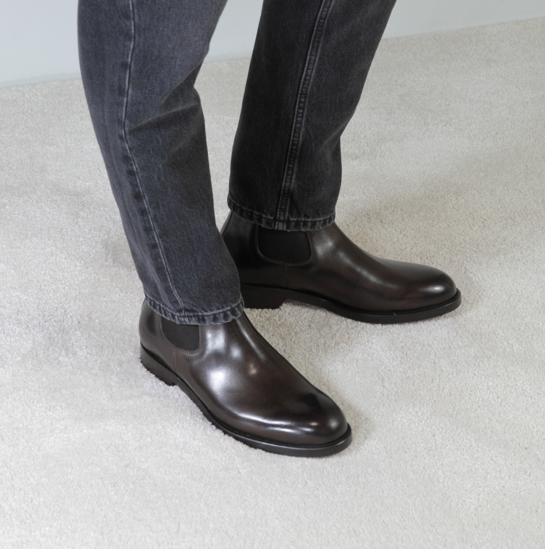 Stivaletti da uomo chelsea eleganti in pelle colore marrone fatti a mano - LeonardoShoes