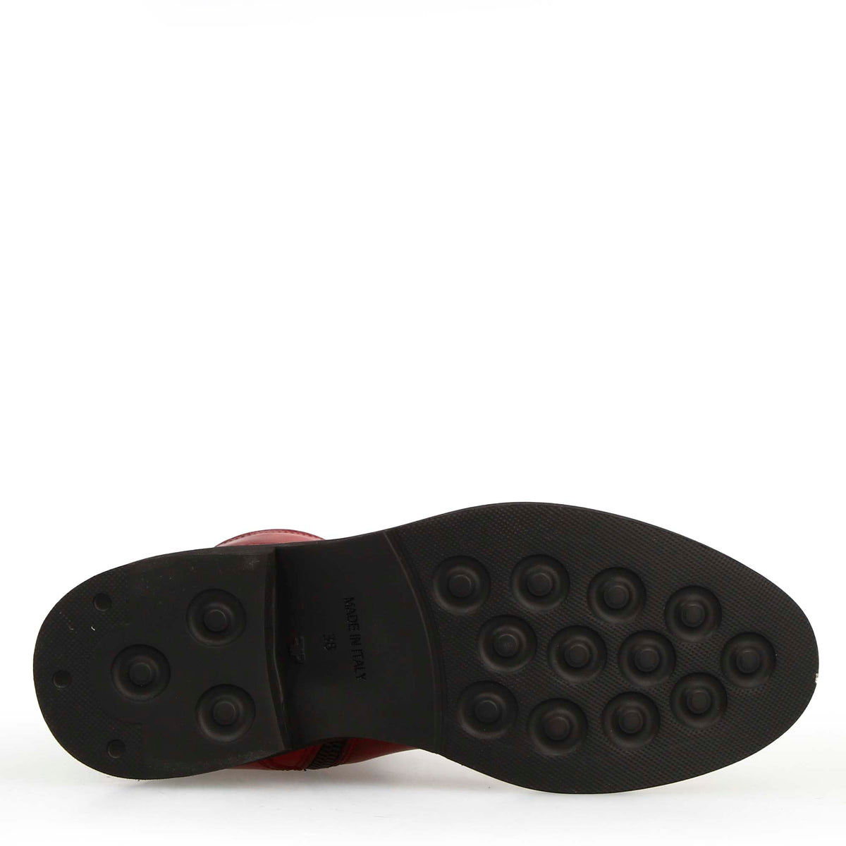 Stivaletto anfibio da donna in pelle colore rosso fatto a mano - LeonardoShoes