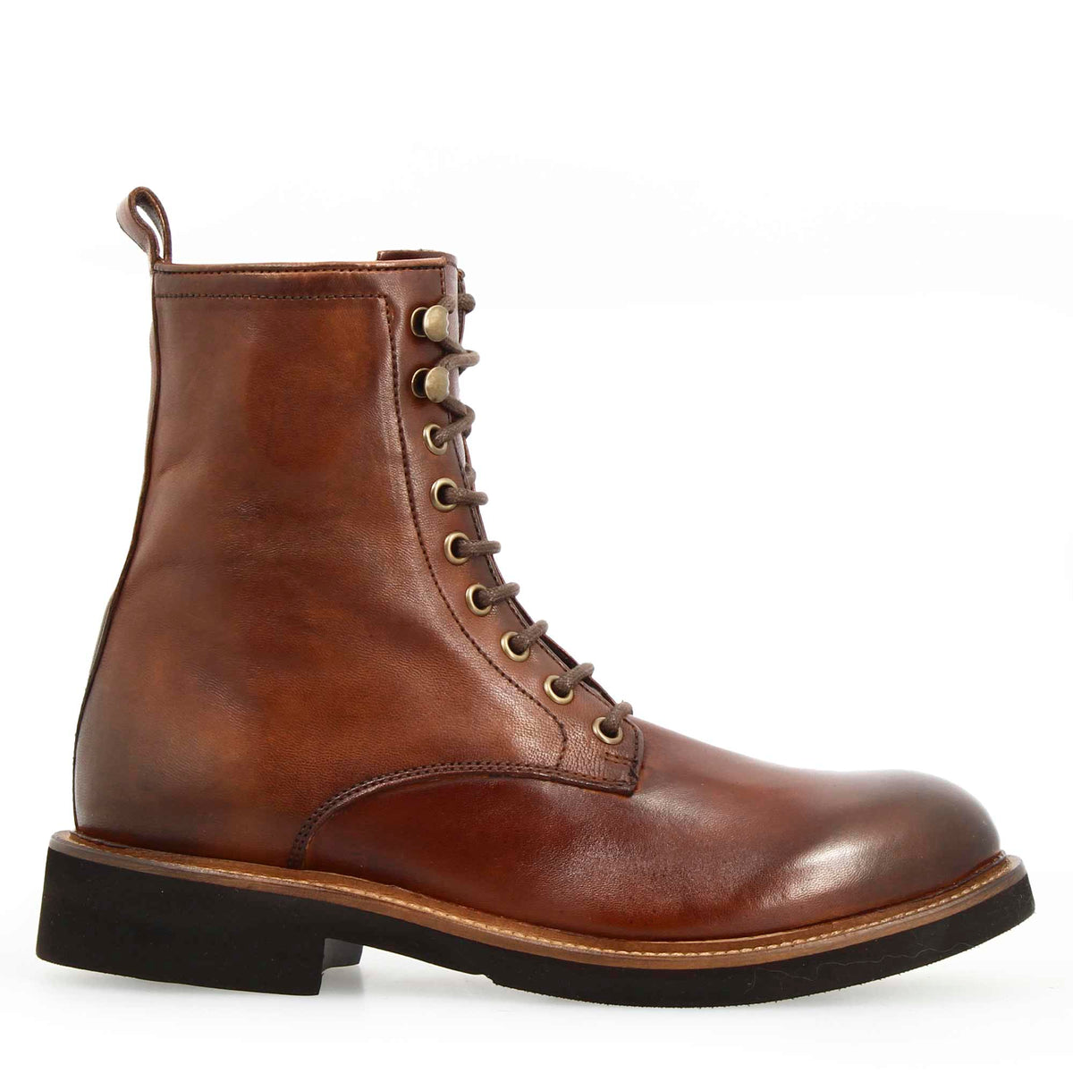 Stivaletto anfibio da donna in pelle marrone fatto a mano - LeonardoShoes