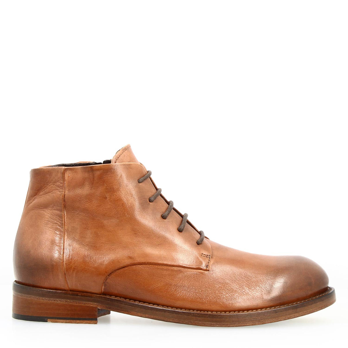 Stivaletto anfibio medio diver da uomo in pelle lavata colore marrone - LeonardoShoes