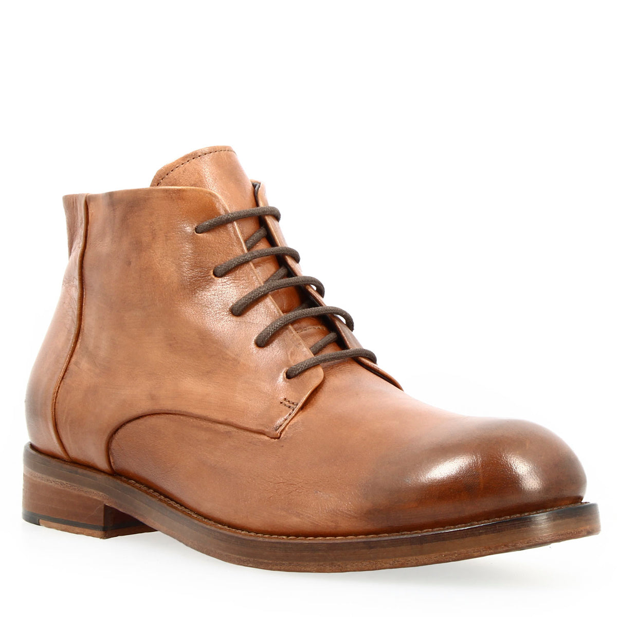 Stivaletto anfibio medio diver da uomo in pelle lavata colore marrone - LeonardoShoes