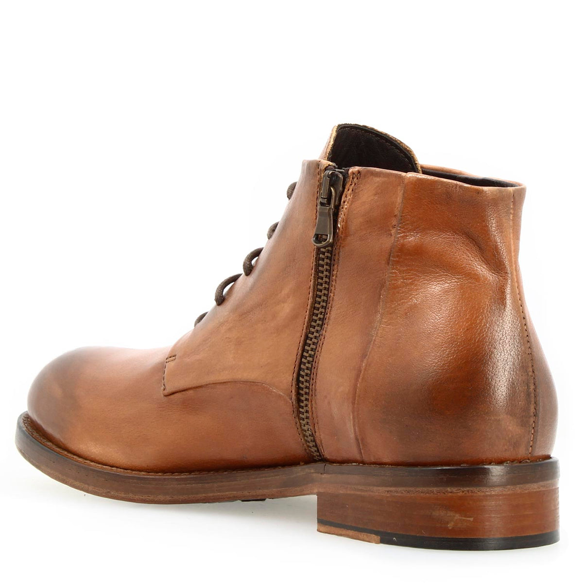 Stivaletto anfibio medio diver da uomo in pelle lavata colore marrone - LeonardoShoes