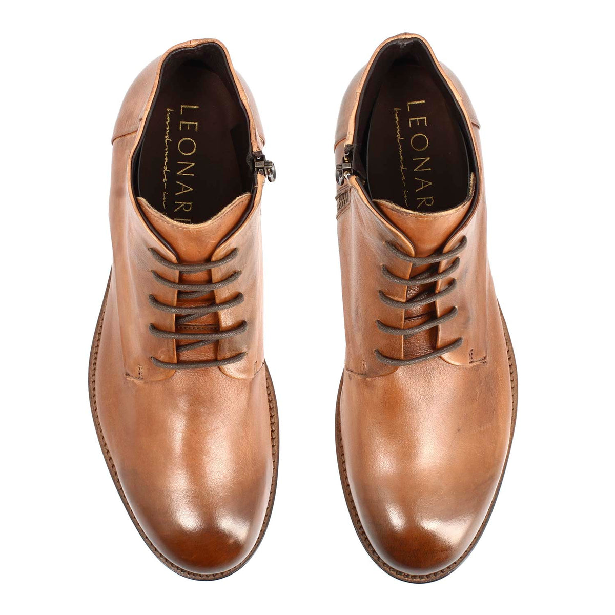 Stivaletto anfibio medio diver da uomo in pelle lavata colore marrone - LeonardoShoes