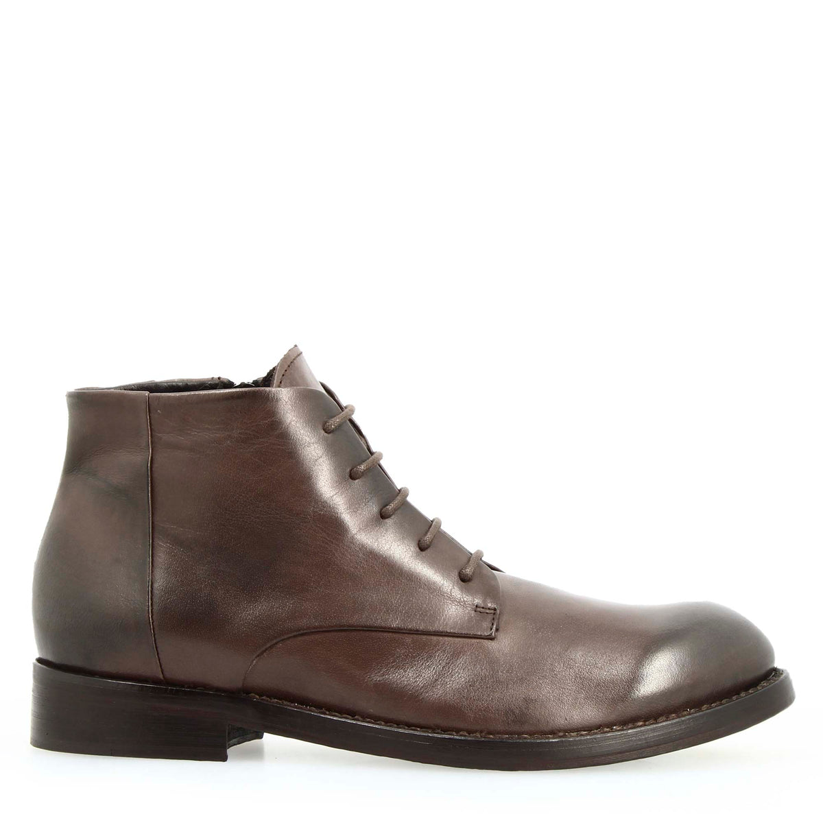 Stivaletto anfibio medio diver da uomo in pelle lavata colore testa di moro - LeonardoShoes
