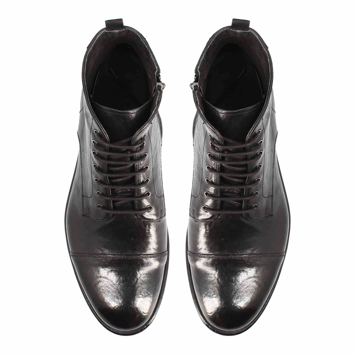 Stivaletto cap toe da uomo in pelle pregiata nera - LeonardoShoes