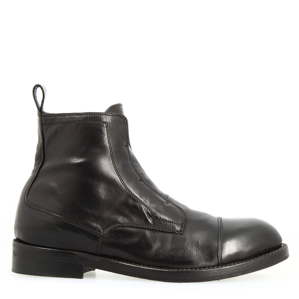 Stivaletto cap toe nero da uomo fatto a mano - LeonardoShoes
