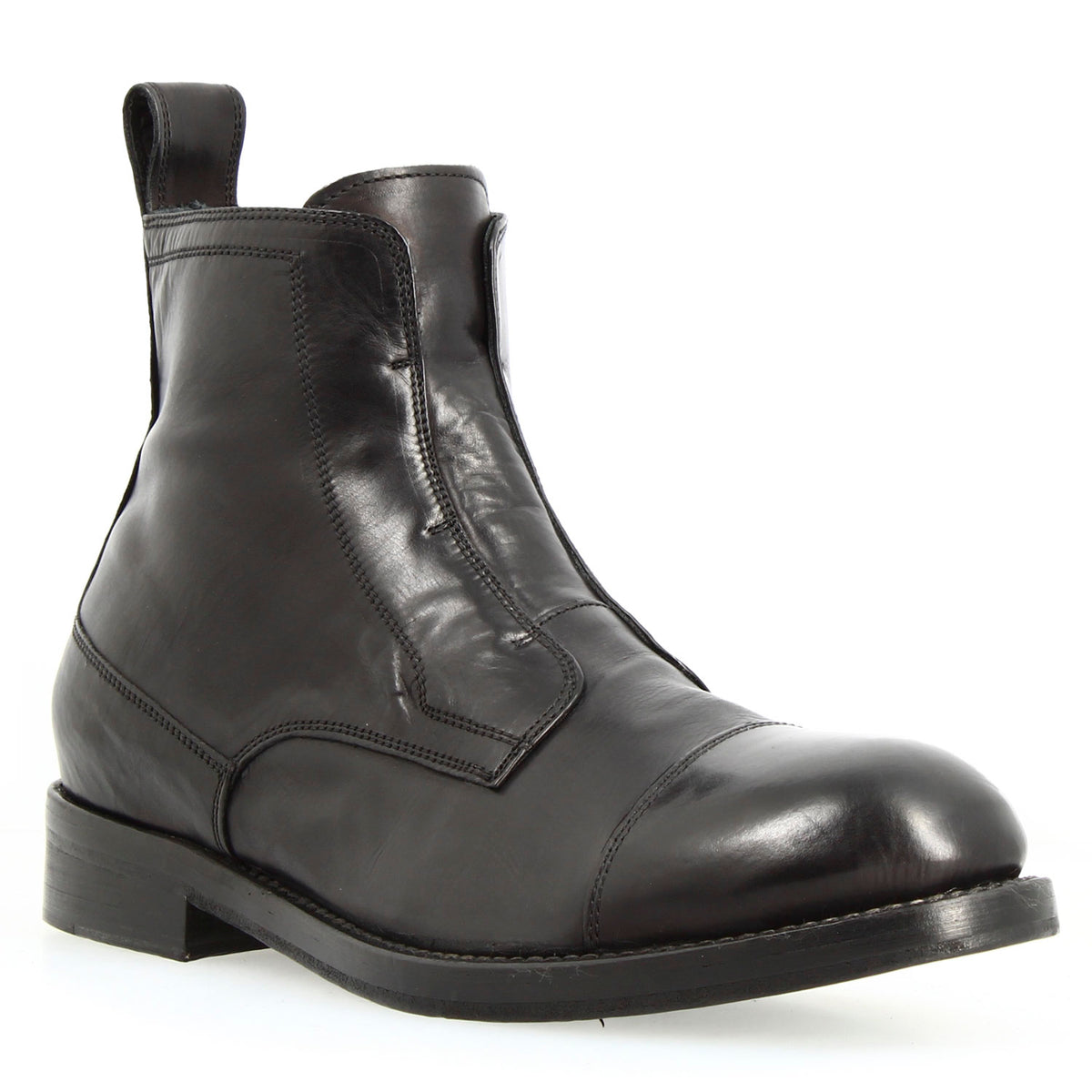 Stivaletto cap toe nero da uomo fatto a mano - LeonardoShoes