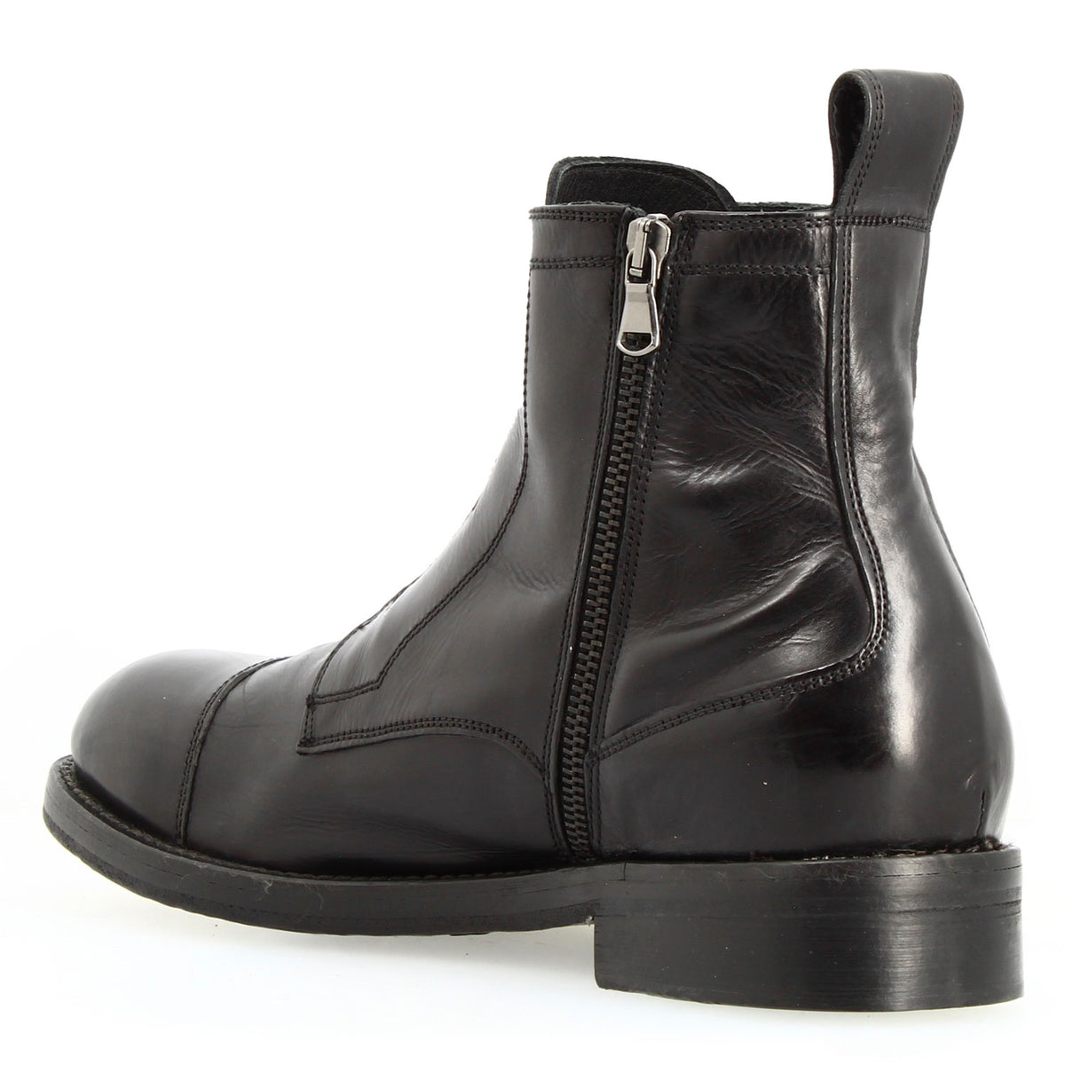 Stivaletto cap toe nero da uomo fatto a mano - LeonardoShoes