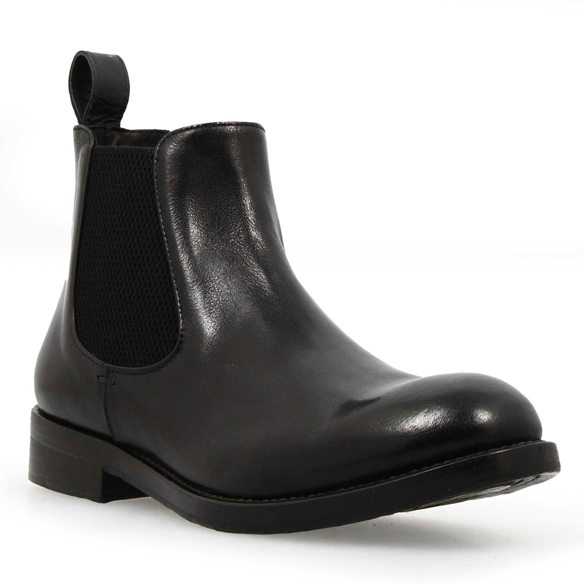 Stivaletto Chelsea diver da uomo in pelle lavata colore nero - LeonardoShoes