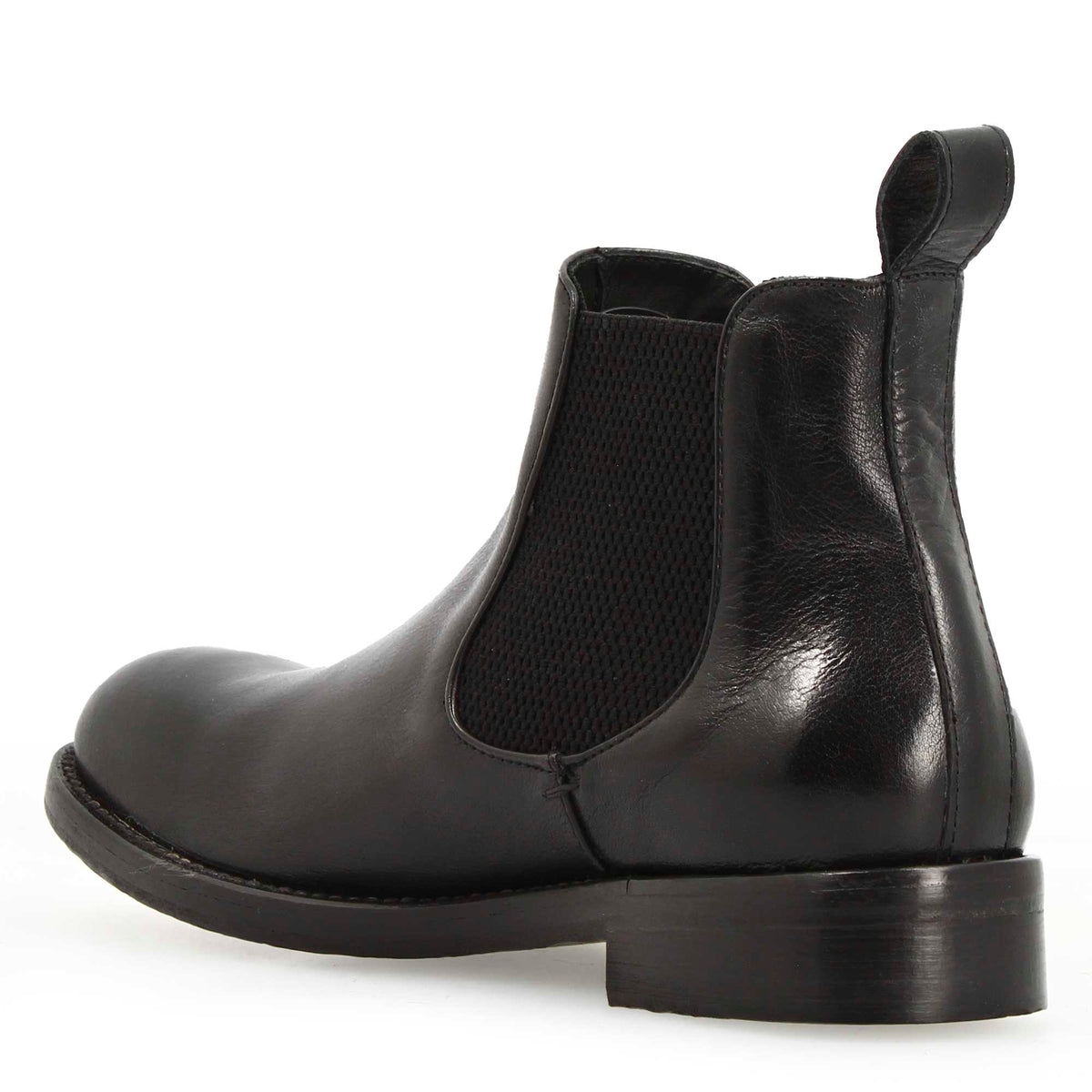 Stivaletto Chelsea diver da uomo in pelle lavata colore nero - LeonardoShoes
