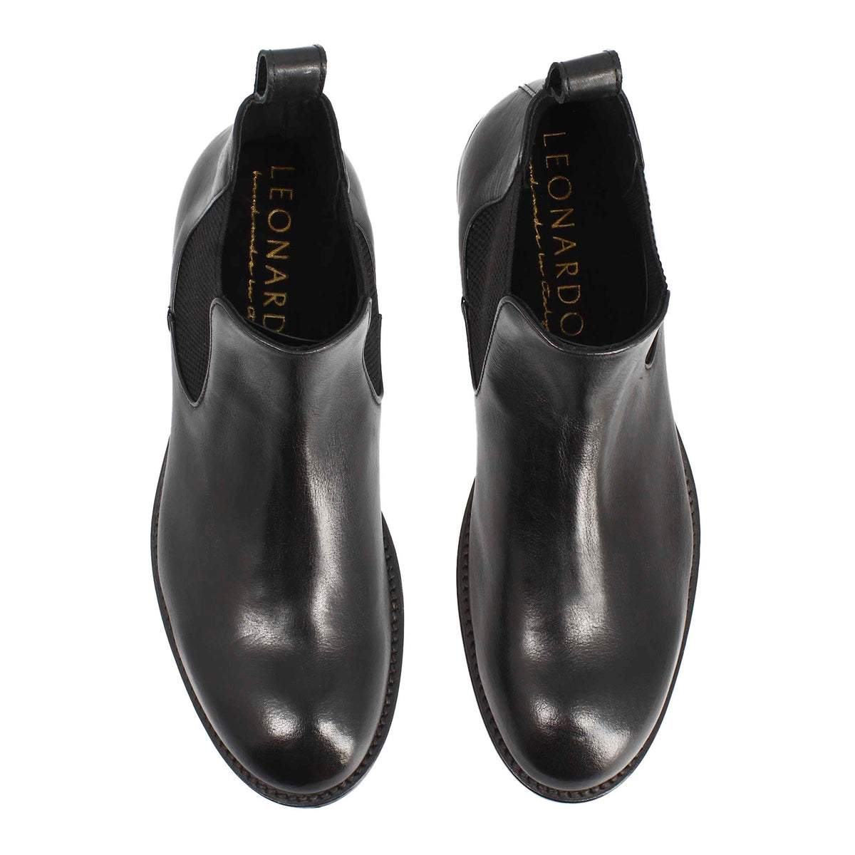 Stivaletto Chelsea diver da uomo in pelle lavata colore nero - LeonardoShoes