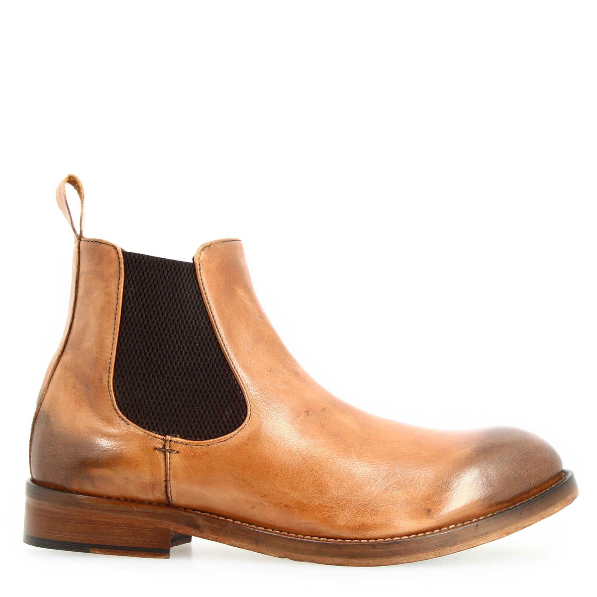 Stivaletto Chelsea diver da uomo in pelle lavata marrone chiaro - LeonardoShoes