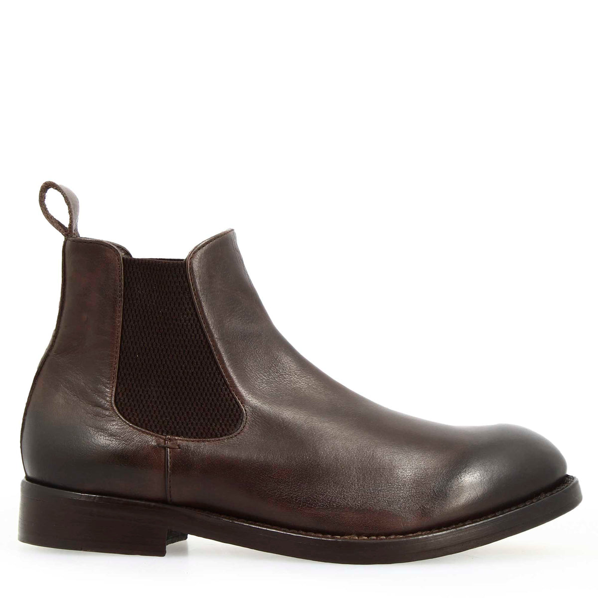 Stivaletto Chelsea diver da uomo in pelle lavata testa di moro - LeonardoShoes