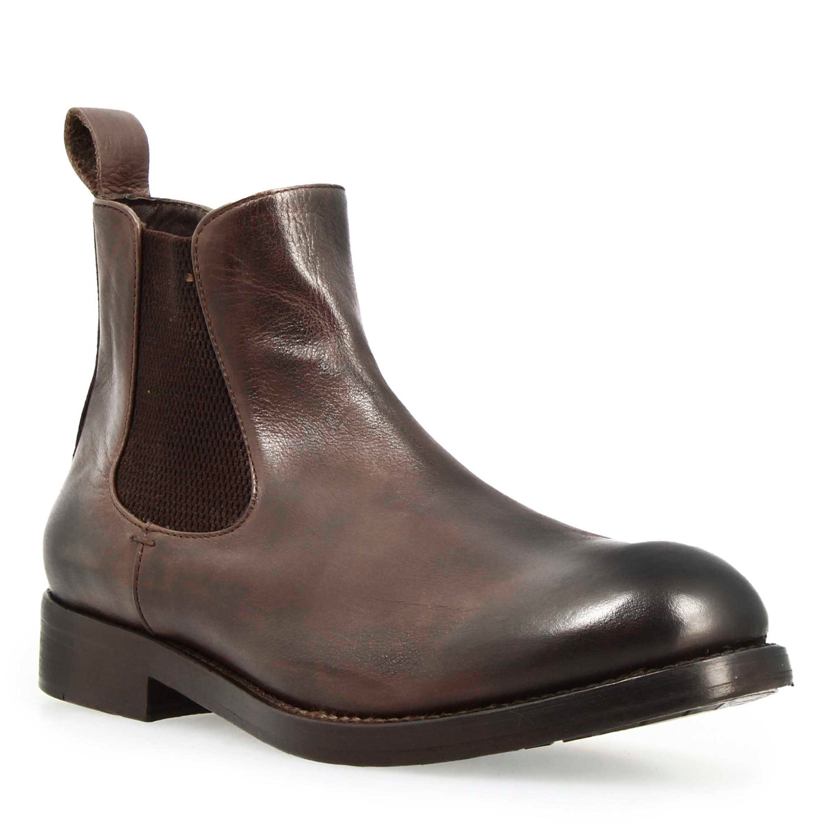 Stivaletto Chelsea diver da uomo in pelle lavata testa di moro - LeonardoShoes