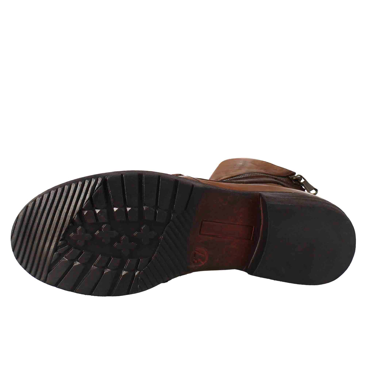 Stivaletto da donna in pelle lavata colore cuoio scuro con doppia zip - LeonardoShoes