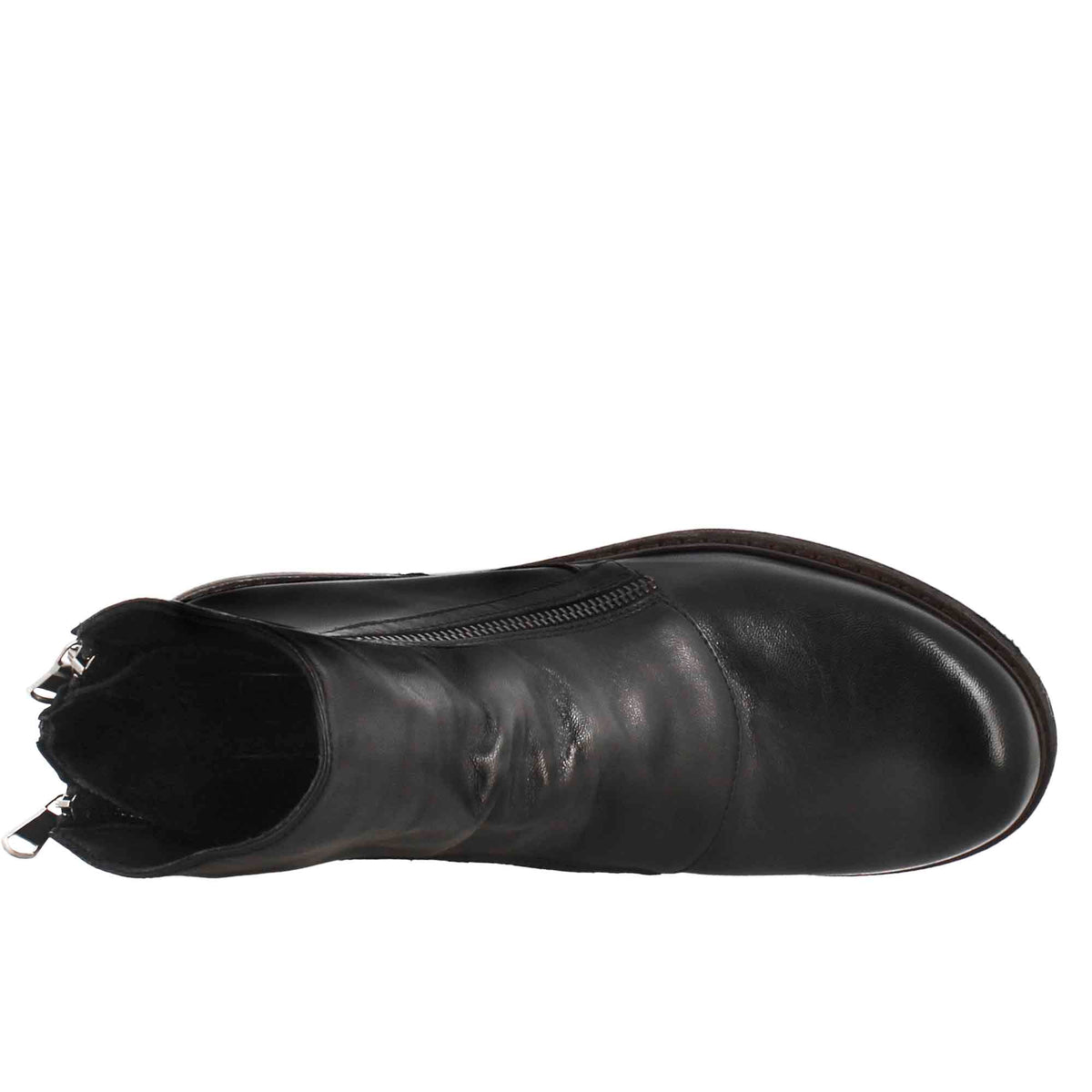 Stivaletto da donna in pelle lavata colore nero con doppia zip - LeonardoShoes