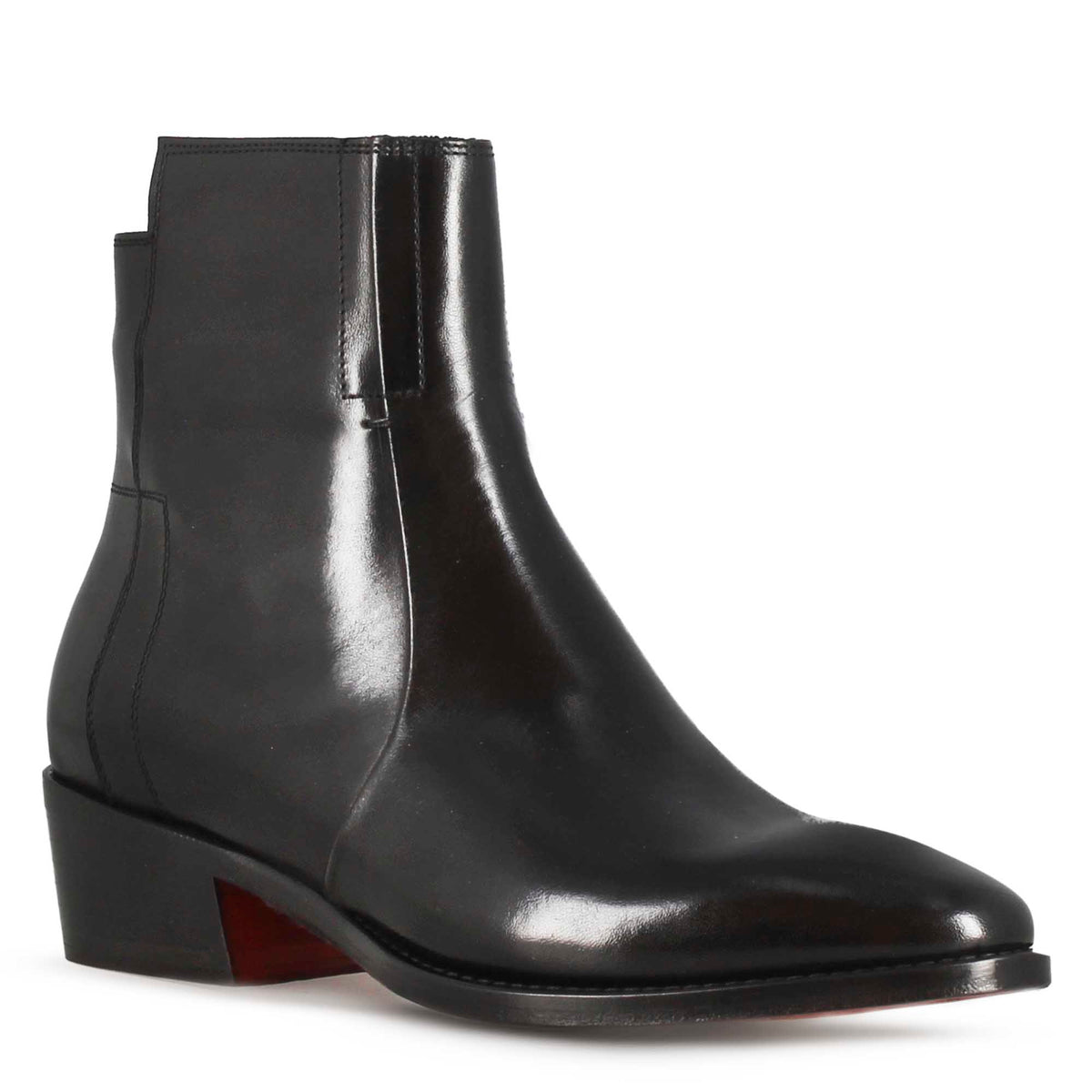 Stivaletto stile texano asimmetrico da donna in pelle colore nero - LeonardoShoes