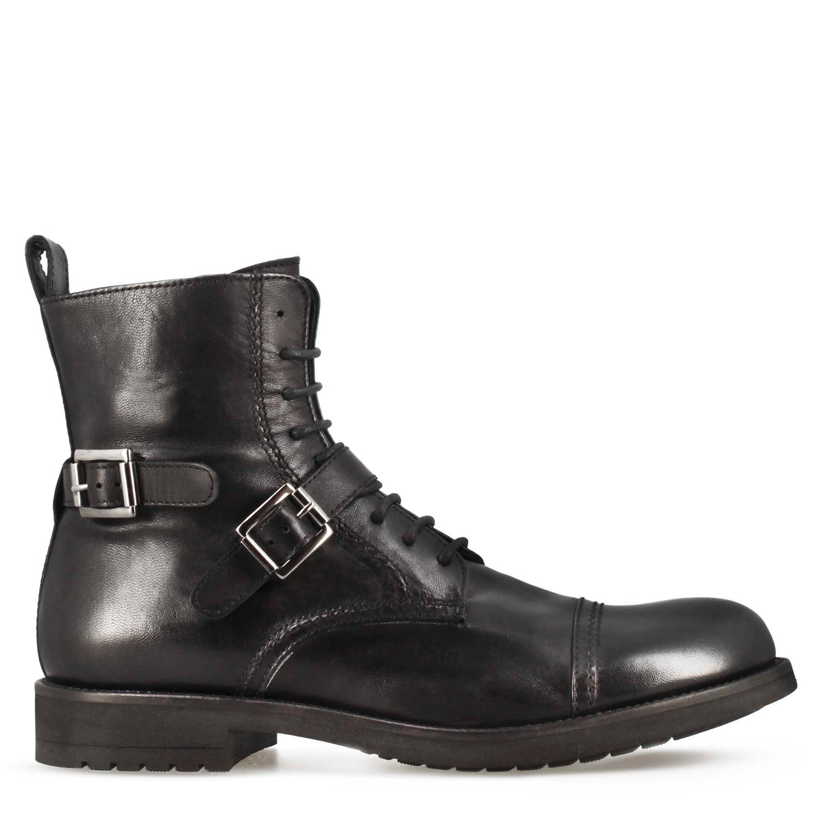 Anfibio da uomo in pelle colore nero e suola in gomma - LeonardoShoes