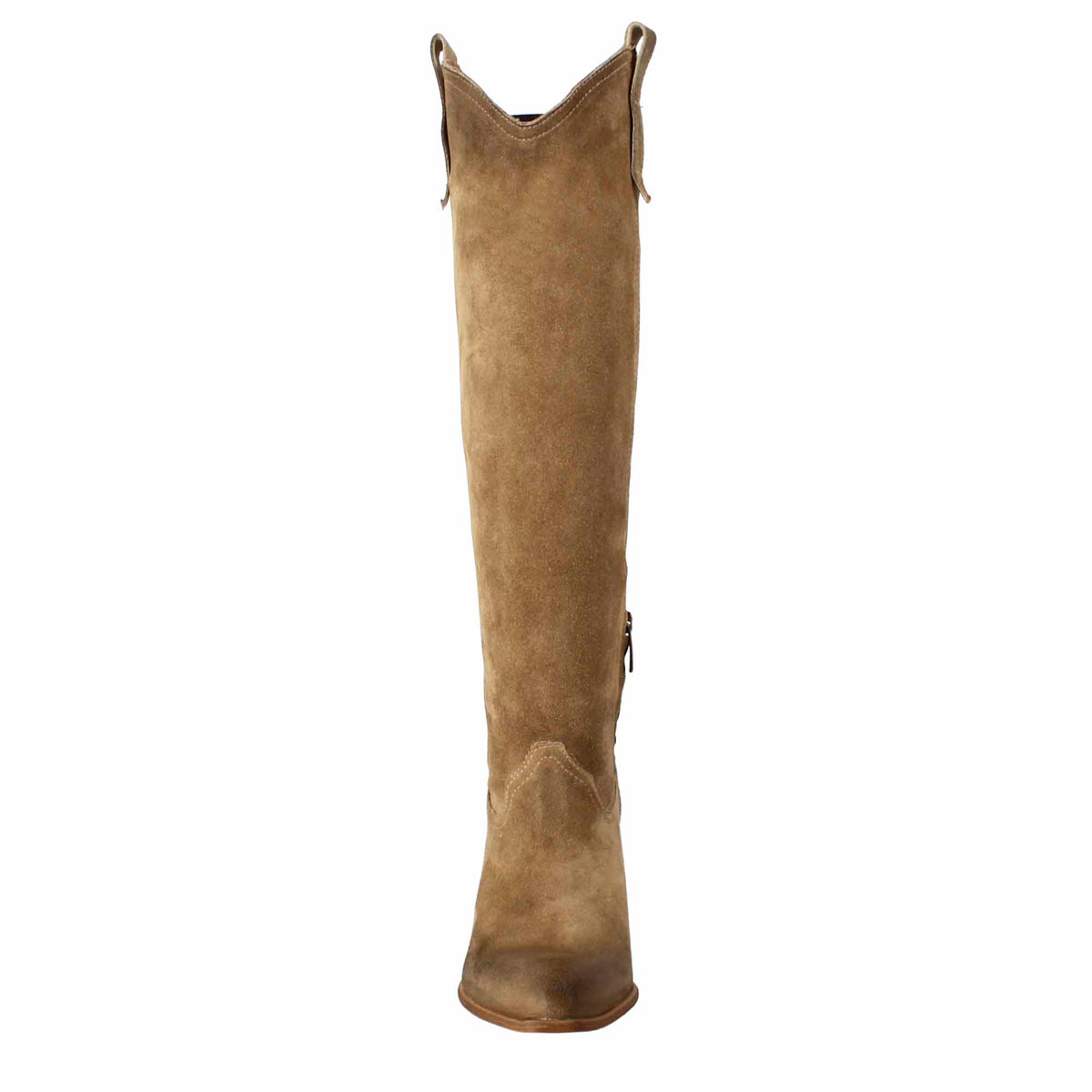 Stivali texani da donna sfoderati in camoscio tortora - LeonardoShoes