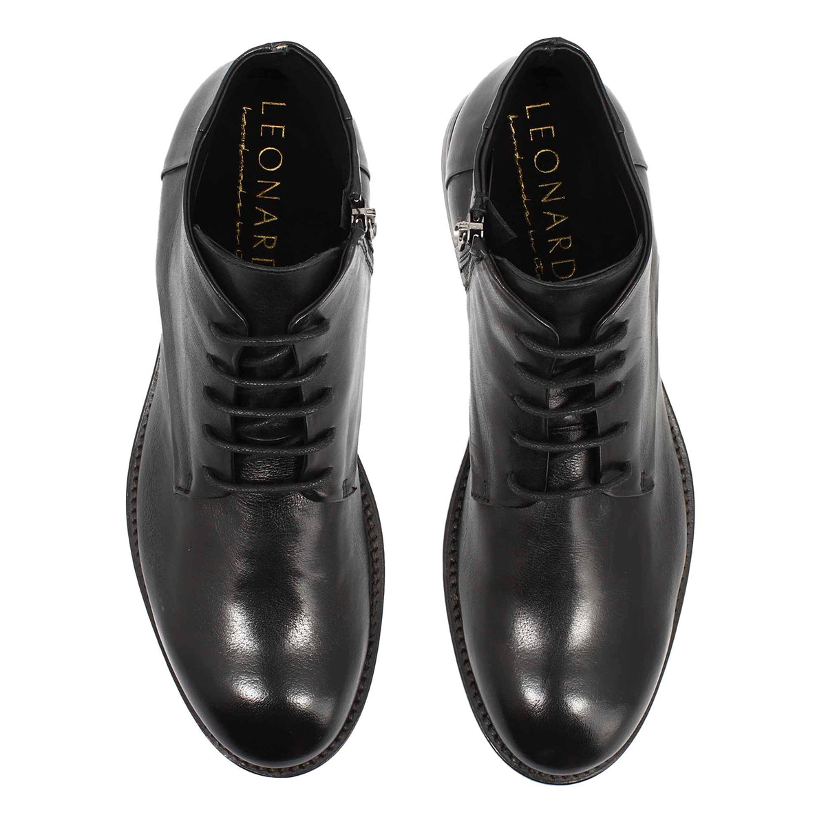 Tronchetto anfibio medio da uomo in pelle lavata colore nero - LeonardoShoes
