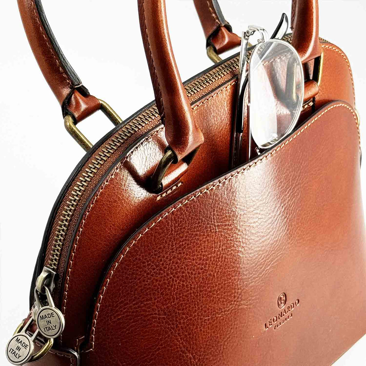 Borsa a mano Zaira da donna in pelle marrone - LeonardoShoes