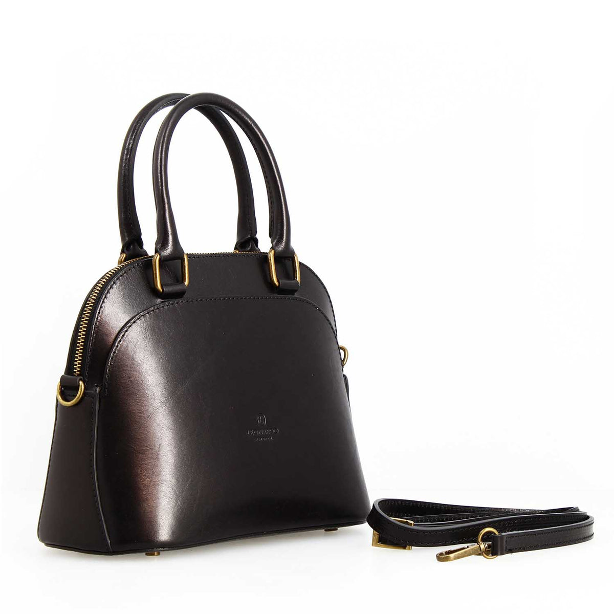 Borsa a mano Zaira da donna in pelle nera semi lucida