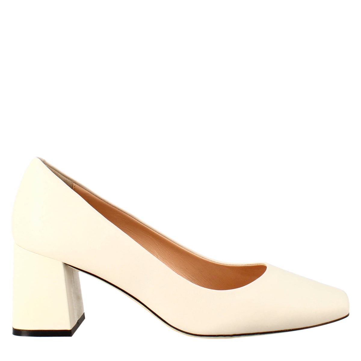 Décolleté da donna in pelle beige a punta squadrata - LeonardoShoes