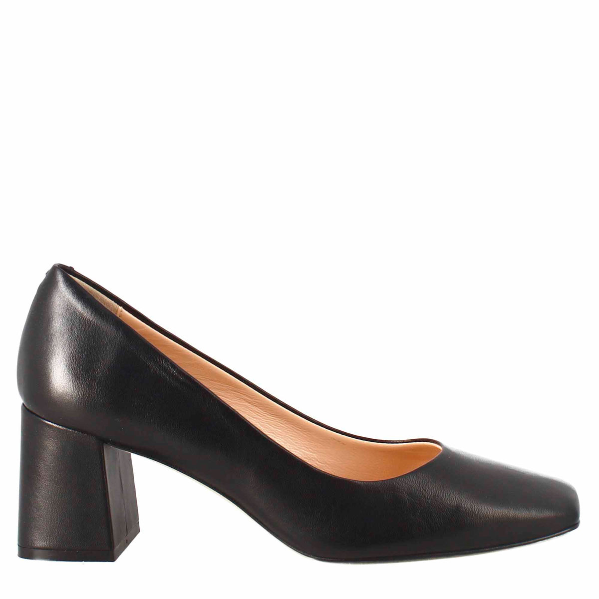 Décolleté da donna in pelle nero a punta squadrata - LeonardoShoes