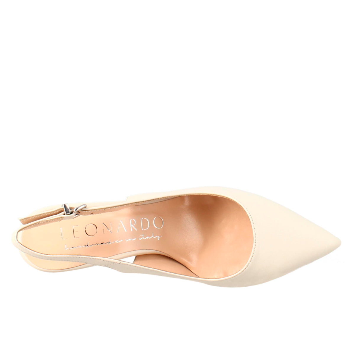 Décolleté con tacco alto da donna in pelle colore crema - LeonardoShoes