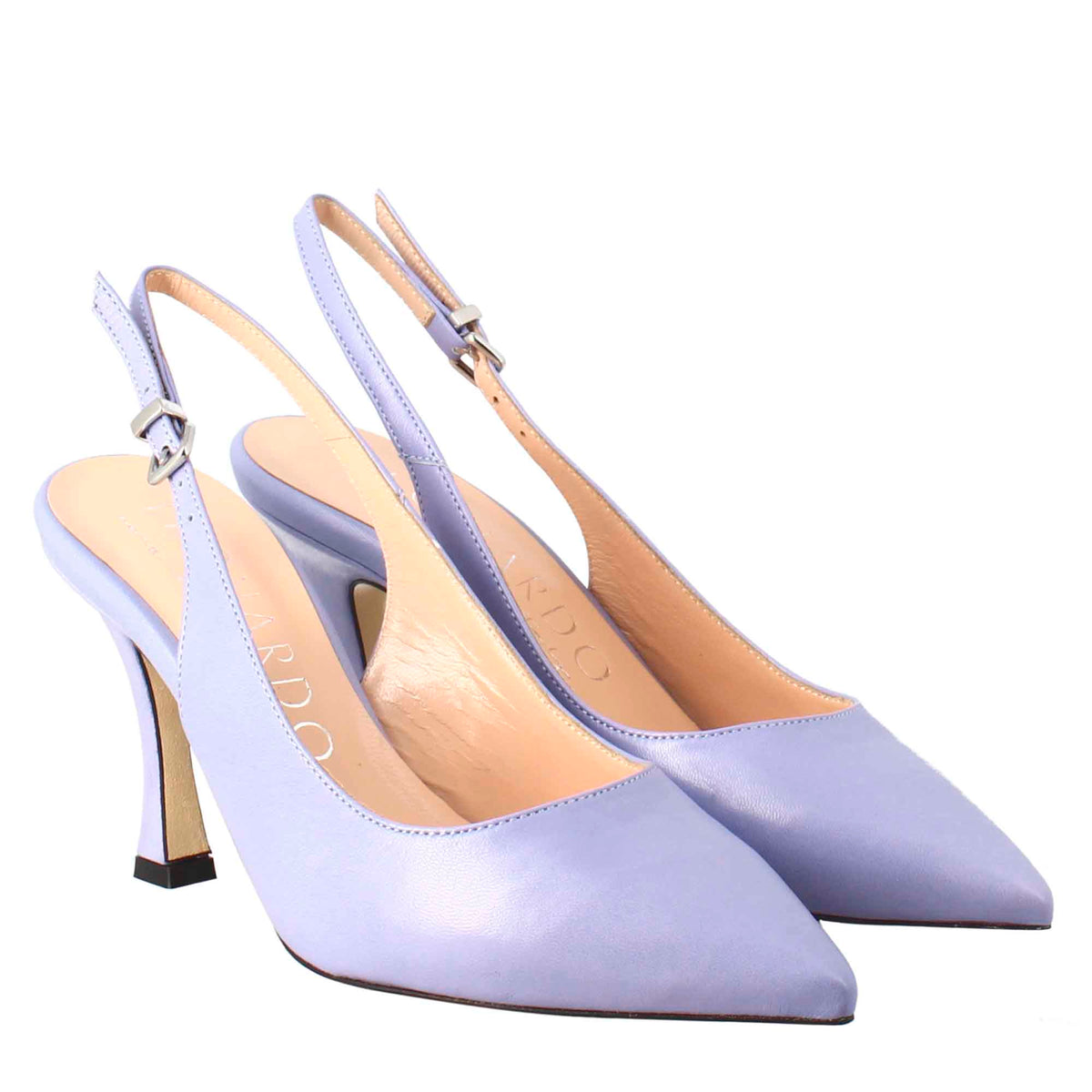 Décolleté con tacco alto da donna in pelle colore glicine - LeonardoShoes