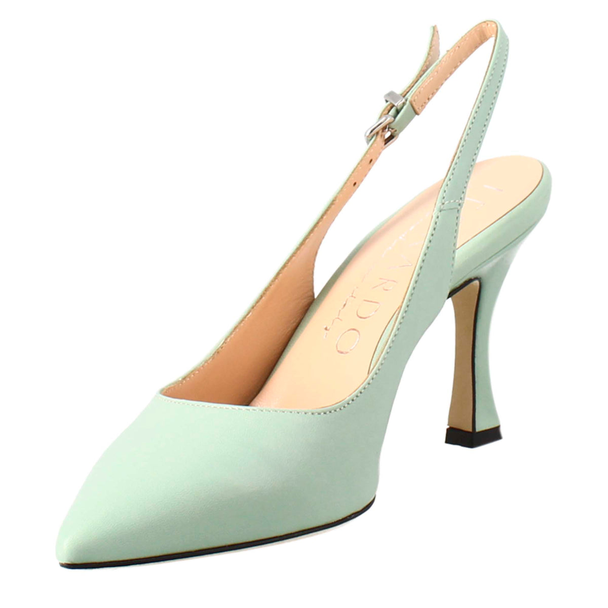 Décolleté con tacco alto da donna in pelle colore verde - LeonardoShoes