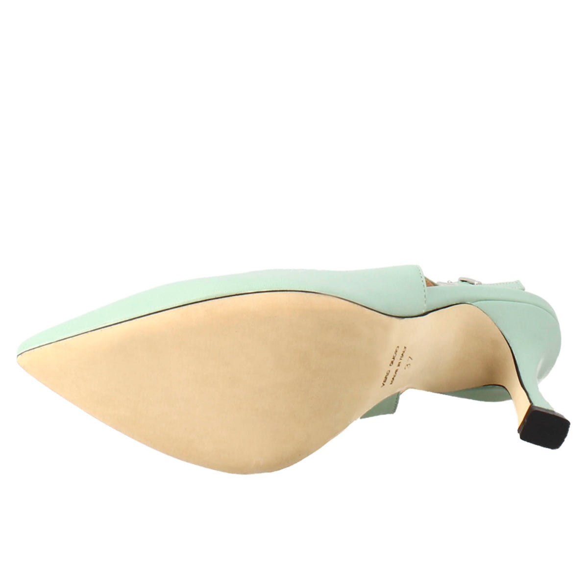 Décolleté con tacco alto da donna in pelle colore verde - LeonardoShoes