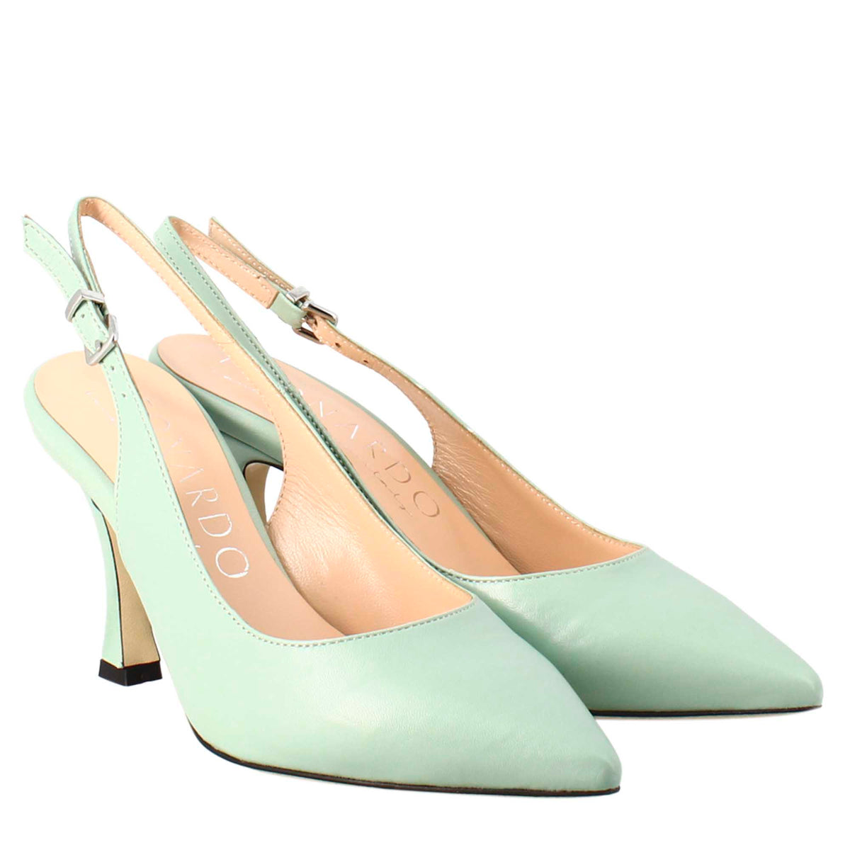 Décolleté con tacco alto da donna in pelle colore verde - LeonardoShoes