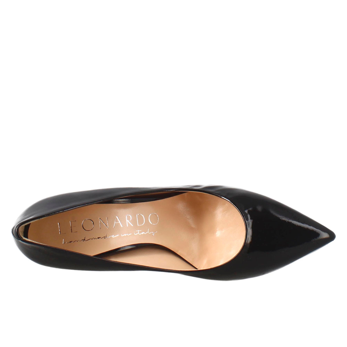 Décolleté da donna in pelle verniciata colore nero a punta - LeonardoShoes