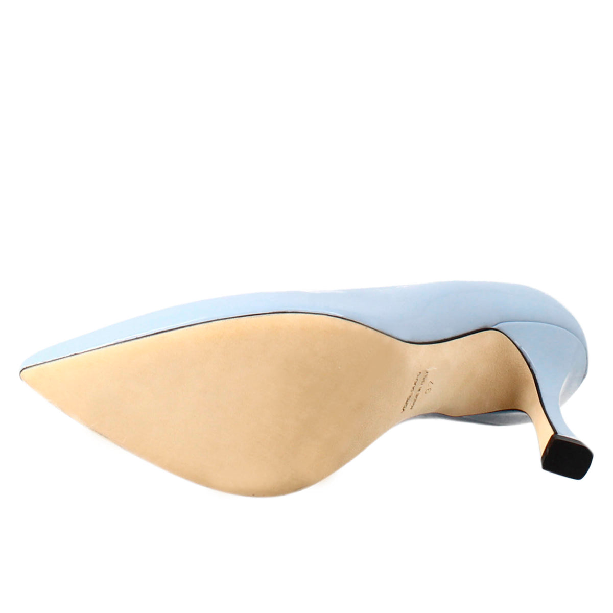 Décolleté da donna in pelle verniciata colore celeste a punta - LeonardoShoes