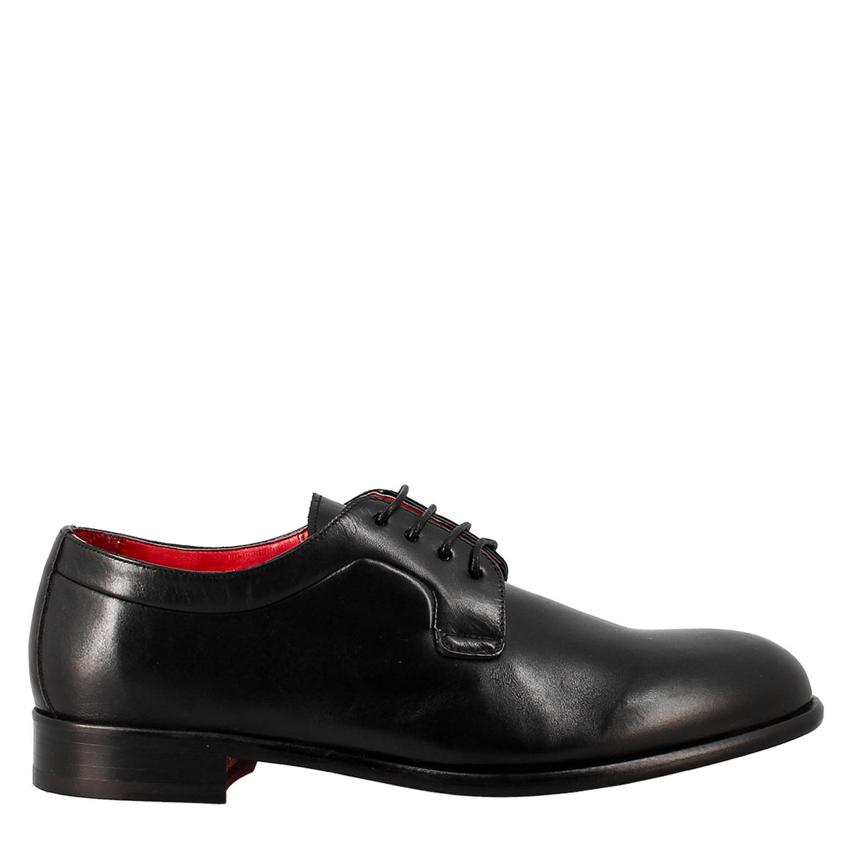 Derby nero elegante da uomo in pelle liscia - LeonardoShoes