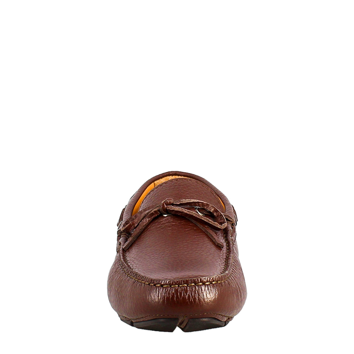 Mocassini artigianali carshoe da uomo in pelle color marrone. - LeonardoShoes