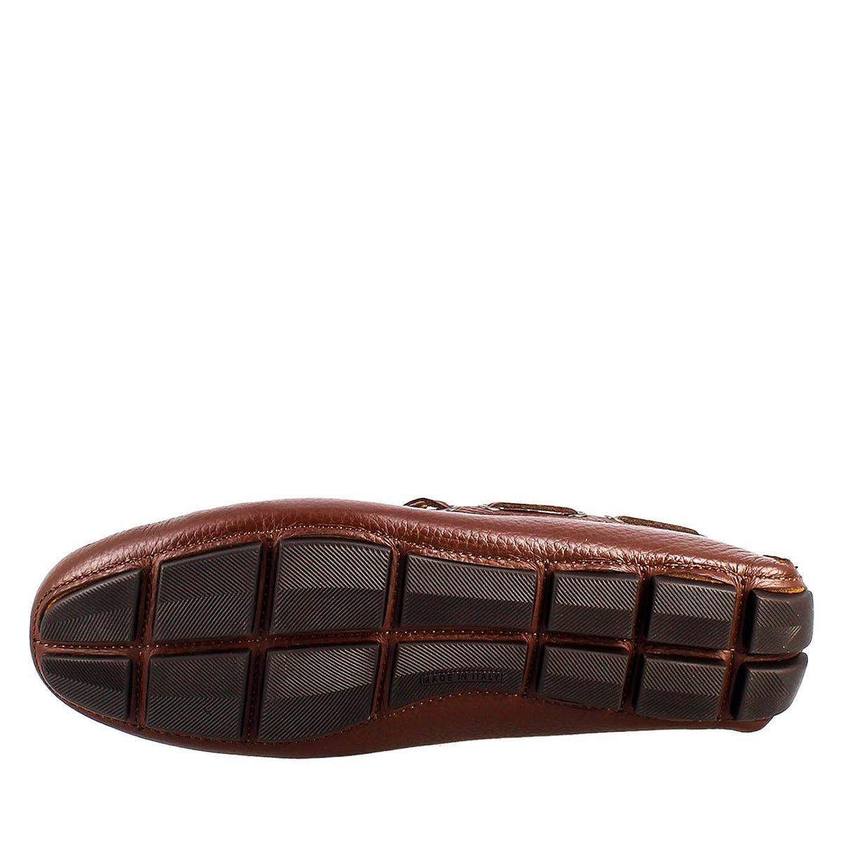 Mocassini artigianali carshoe da uomo in pelle color marrone. - LeonardoShoes