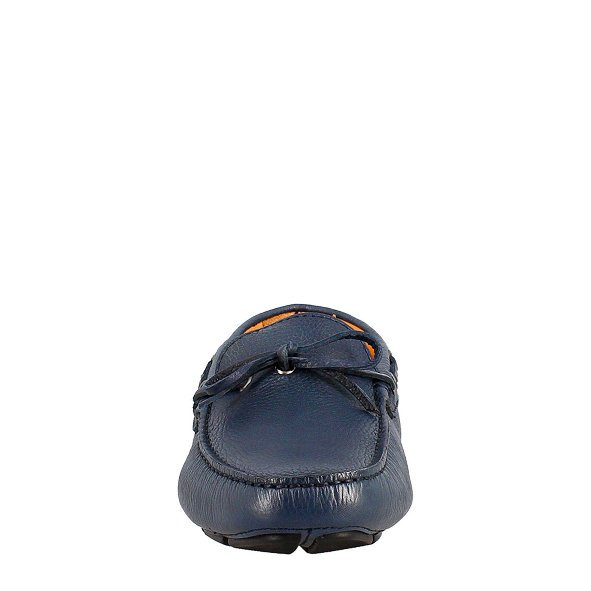 Mocassino tubolare con lacci da uomo in pelle blu - LeonardoShoes