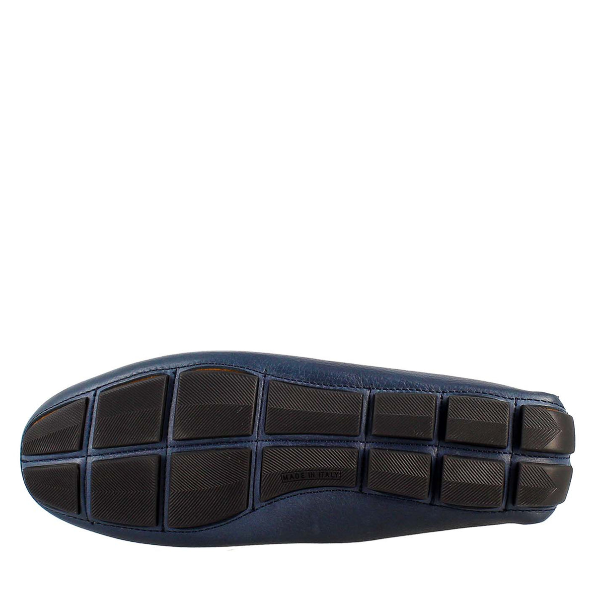 Mocassino tubolare con lacci da uomo in pelle blu - LeonardoShoes