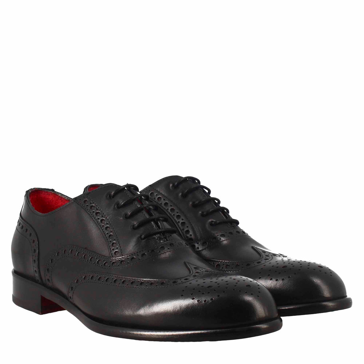 Oxford brogue nero elegante da uomo in pelle - LeonardoShoes