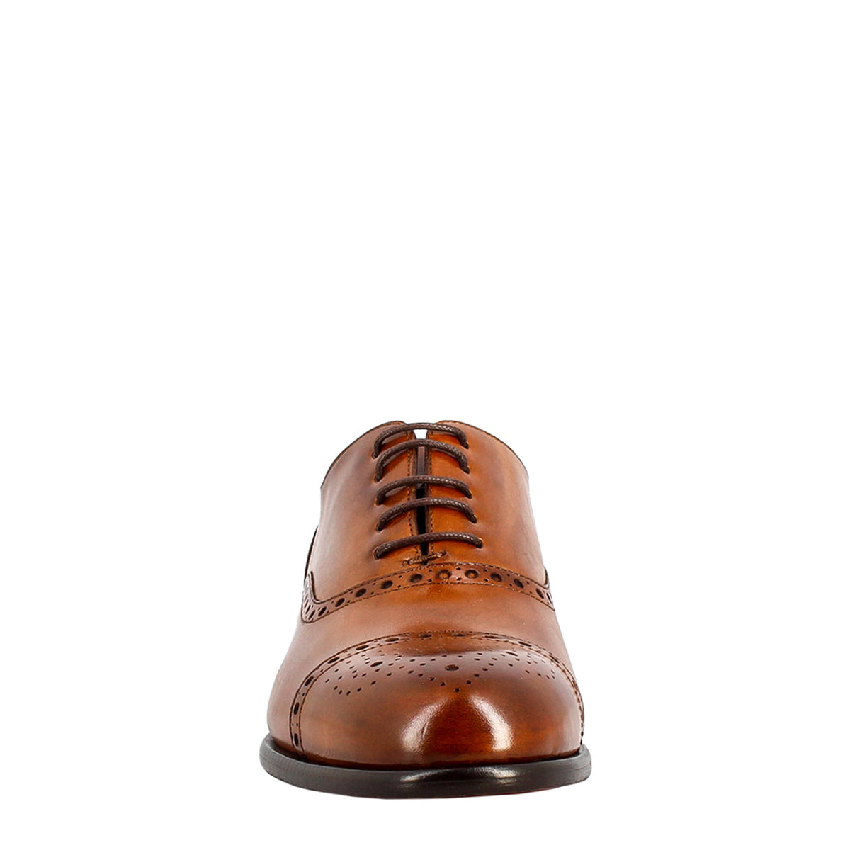 Oxford semi brogue marrone elegante da uomo in pelle - LeonardoShoes